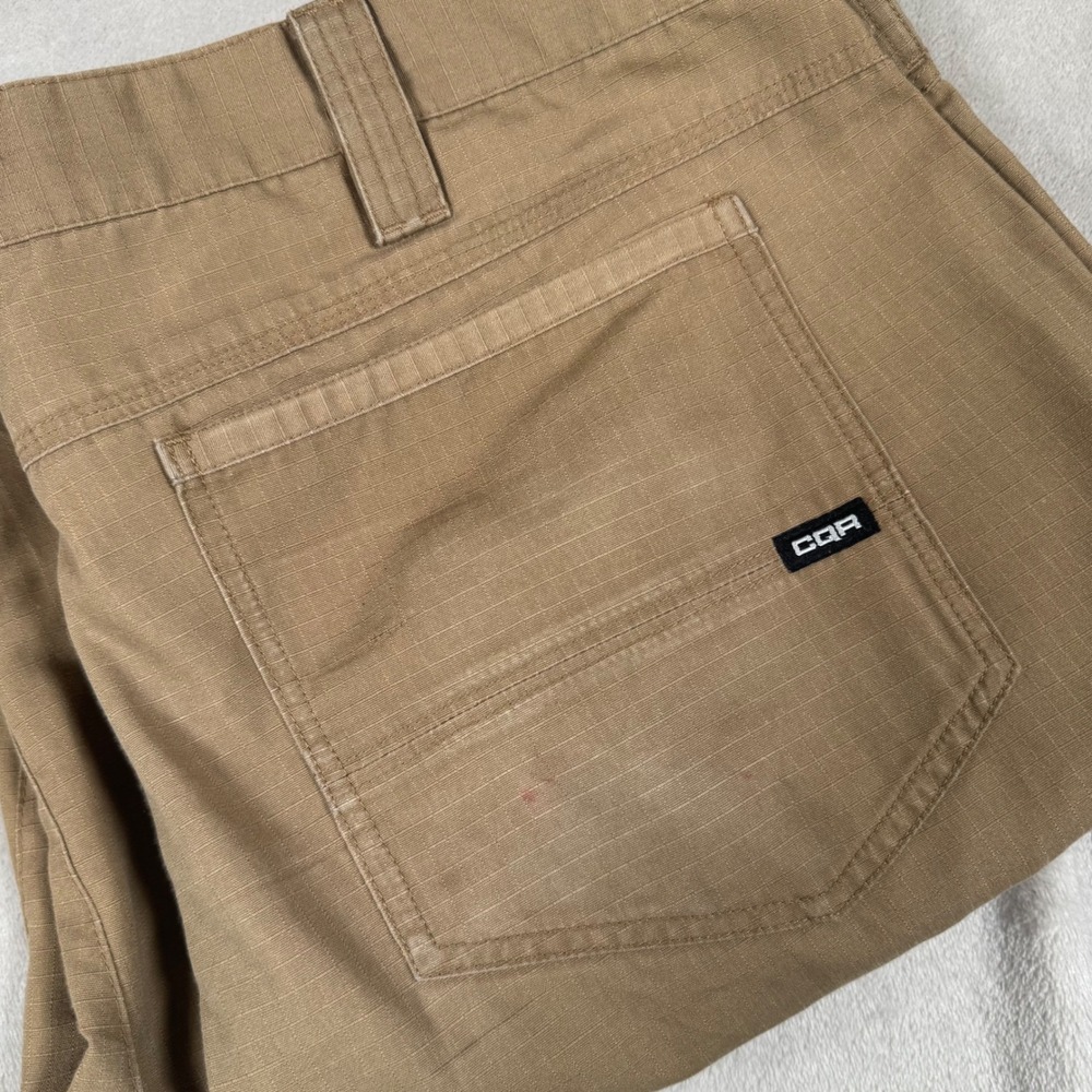 CQR Tactical Cargo Pants Mens 38W 36L Tan Ripstop Utility Work Trousers